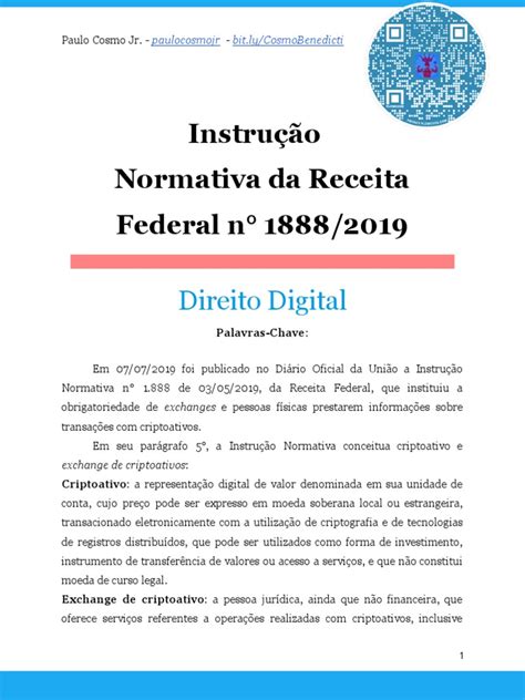 Instrução Normativa Da Receita Federal N° 18882019 Pdf