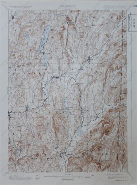 1934 Genuine Antique Topographic Map Cambridge (New York, Vermont
