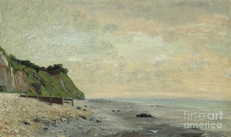 Cliffs On The Sea Coast Small Beach Sunrise Painting By Gustave