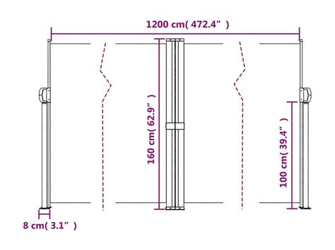 Auvent latéral rétractable marron 160x1200 cm