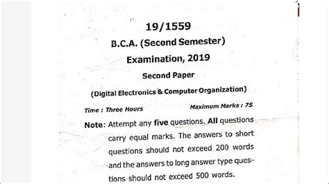 Bca 2nd Digital Electronics And Computer Organization Question Paper