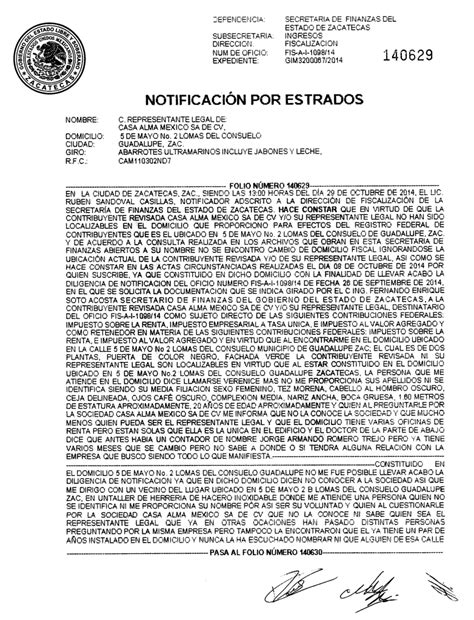 NOTIFICACiÓN POR ESTRADOS