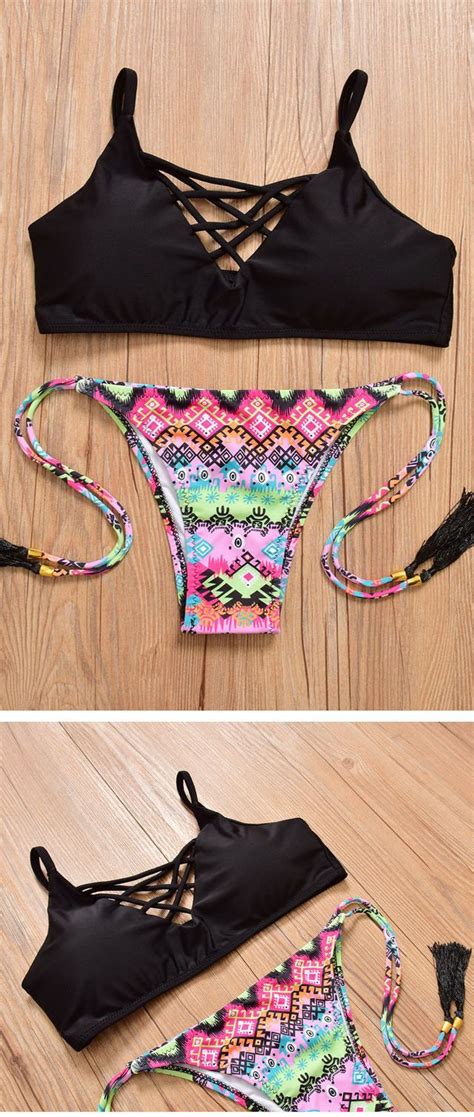 35 99 Black Geometric Print Bikini Geometric Print Bikini Bikinis