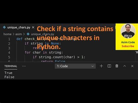 How To Check If A String Contains Unique Characters In Python Youtube