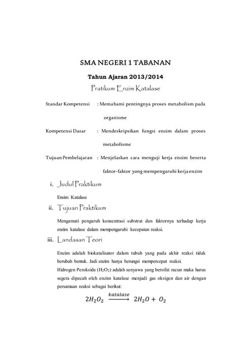 Praktikum Biologi Enzim Katalase Pdf