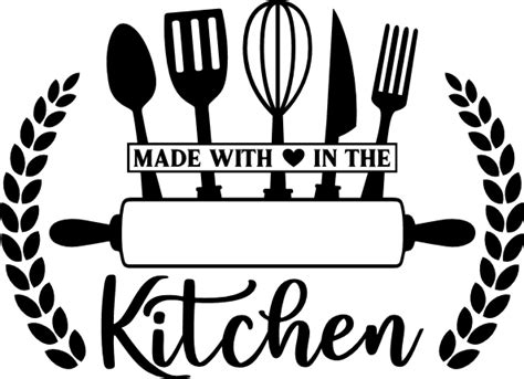 Made with love, in the kitchen split text frame - free svg file for members - SVG Heart