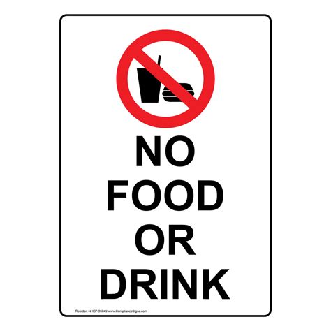 Portrait No Food Or Drink Sign With Symbol NHEP-35049