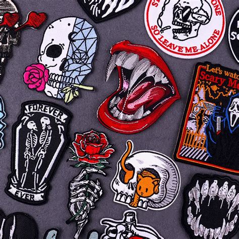 Punk Fierce Mouth Patch Clothing Thermoadhesive Patches For Clothing Skull Skeleton Iron On