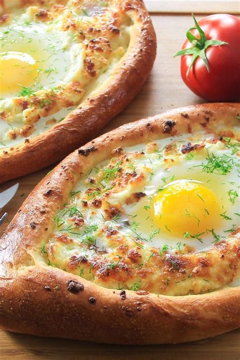 Khachapuri Cheese Bread Boat With An Egg In The Center Georgian Food