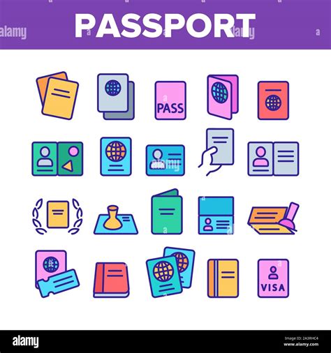 Passport Color Elements Icons Set Vector Stock Vector Image And Art Alamy