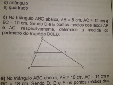 No triângulo ABC abaixo AB 8 cm AC 12 cm e BC 10 cm Sendo D e E