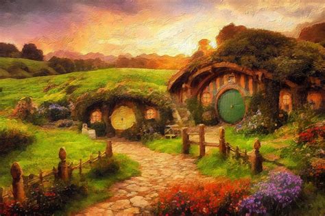 The Shire Canvas Print Hobbiton Canvas Print LOTR Art LOTR Etsy