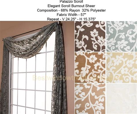 Palazzo Scroll Burnout Sheer Scarf Swag Window Topper Available In 7