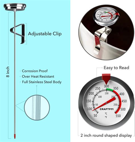 Review Candy Deep Fry Thermometer With Pot Clip 8″ Instant Read Food