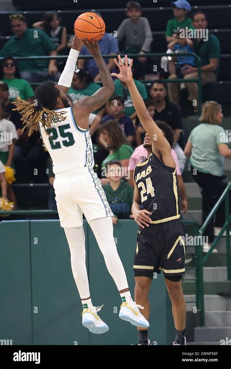 Tulane Green Wave Guard Jaylen Forbes 25 Shoots A Jumper Over UAB