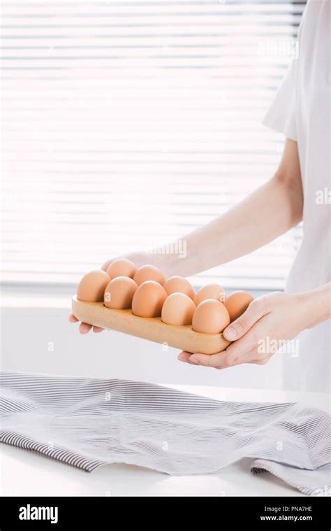 Female Hands Holding Chicken Eggs Stock Photo Alamy