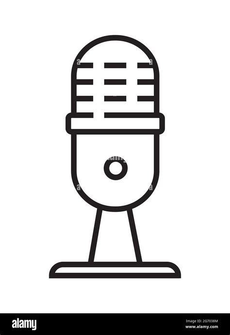 Microphone Icon Vector In Thin Line Style Voice Over Sign Microphone