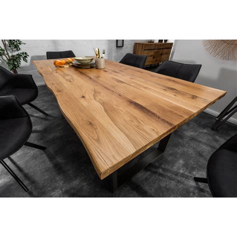 Table de salle à manger coloris marron contemporain en bois massif