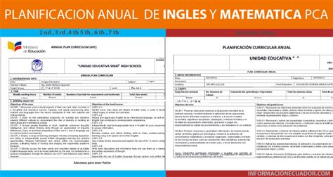 Planificaciones Anuales De Ingles Y Matematica PCA