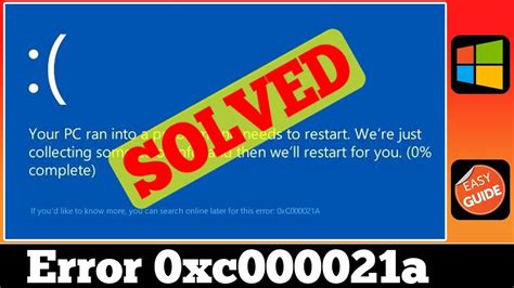 FIXED Error 0xC000021A Windows Stop Code Problem Issue YouTube