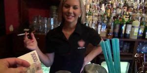 Gorgeous Blonde Bartender Is Talked Into Having Sex At Work Tnaflix