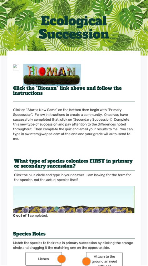 Ecological Succession Interactive Worksheet By Alexandria Winters Wizer Me