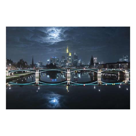 Frankfurt Bei Vollmond Glasbild Im Querformat Bilderwelten