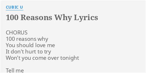 100 Reasons Why Lyrics By Cubic U Chorus 100 Reasons Why