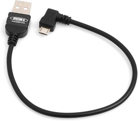 System S Câble Micro USB Angle coudé vers la Gauche à 90 Mâle vers USB