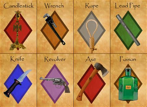 Clue Weapon Cards