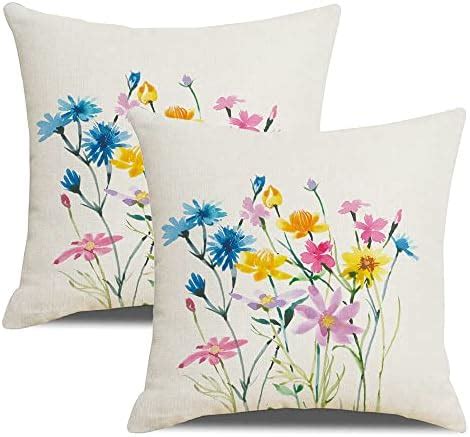 Amazon Aitukang Spring Pillow Covers 18x18 Set Of 2 Watercolor