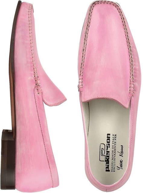 Pakerson Pink Italian Handmade Leather Loafer Shoes Leather Loafer