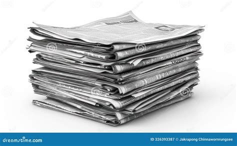 Stack Of Newspapers Isolated On White Background Representing Print