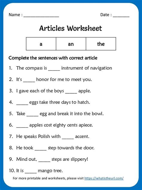 Articles A An And The Worksheet For Grade 3 Exercise 4 Worksheets