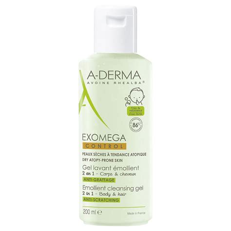 A Derma Exomega Gel Limpiador Emoliente 2 En 1 Cuerpo Y Cabello