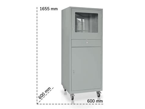 Armadio Porta Computer Tecnotelai 600x600x1655mm Grigio Con Ruote E2256