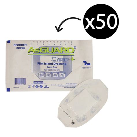 Asguard Film Island Dressing Sterile 4x5cm Clear Pack 50 Winc