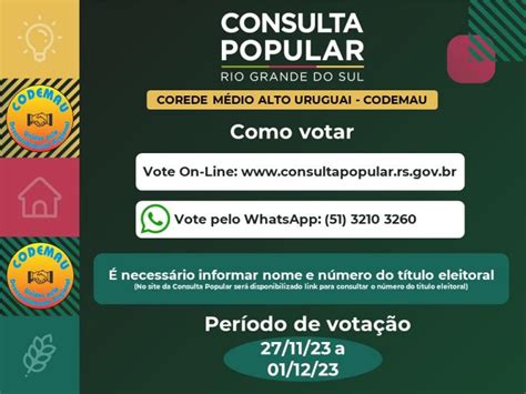 Vota O Da Consulta Popular Tem In Cio No Dia De Novembro