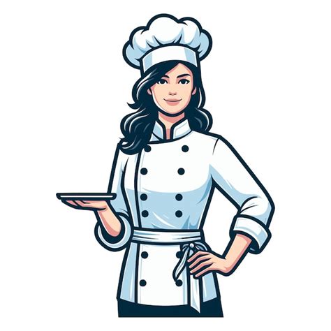 Premium Vector Beautiful Woman Chef Mascot Logo Design Illustration