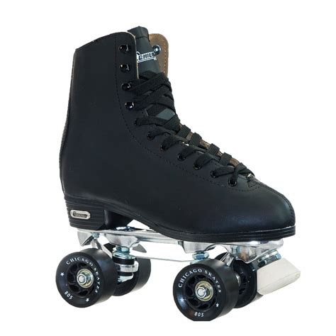 Chicago Men's Deluxe Quad Roller Skates Black Classic Rink Skate, Size ...