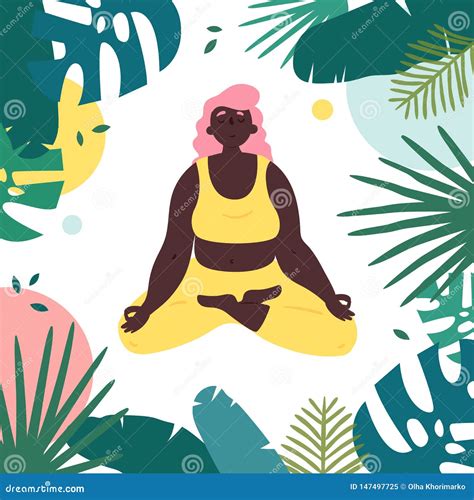 African American Woman In Lotus Yoga Pose Stock Illustration