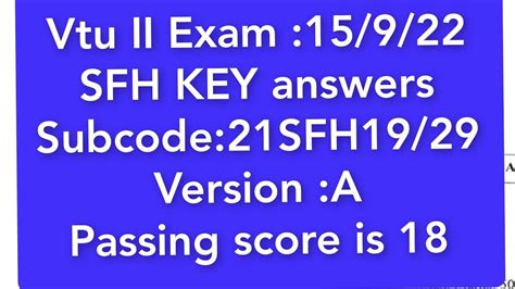 Vtu Nd Sem Exam Sfh Key Answers Exam On Passing Marks