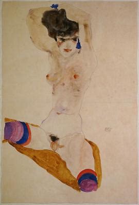 Sitzendes nacktes Mädchen Schiele Egon Historische Bilder IMAGNO