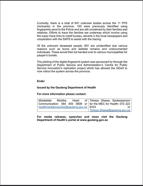 Gauteng Health On Twitter Media Statement Digital Fingerprint