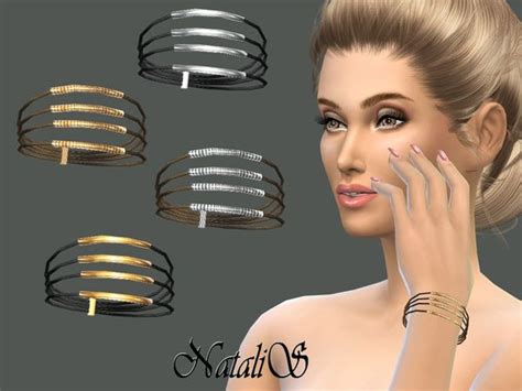 The Sims Resource Layered Rope And Metal Tubes Bracelet By Natalis