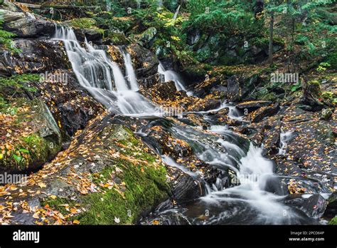 A Side View Of The Gorgeous Potts Falls In Cottage Country Ontario