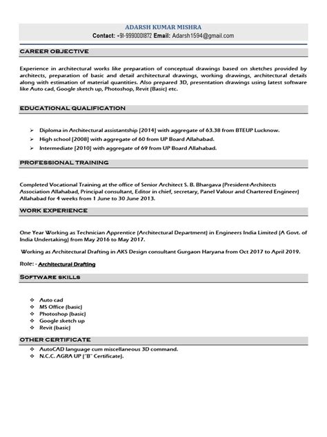 A K Mishra Resume Pdf