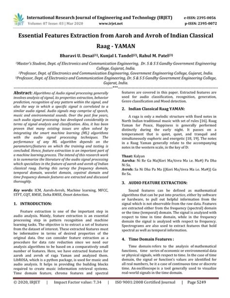 IRJET - Essential Features Extraction from Aaroh and Avroh of Indian ...