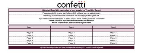 Virtual Mini Games Sample Sign Up Sheet Confetti 🎉