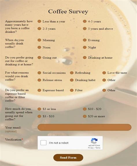 Free Online Coffee Survey Template 123FormBuilder